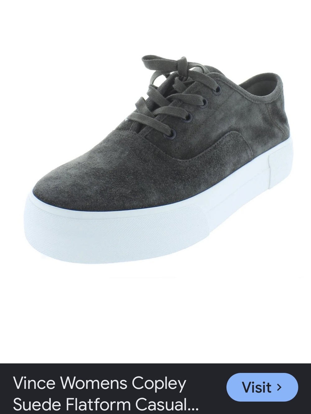 Vince Suede Low-Top Sneaker in Dark Gray with White Platform